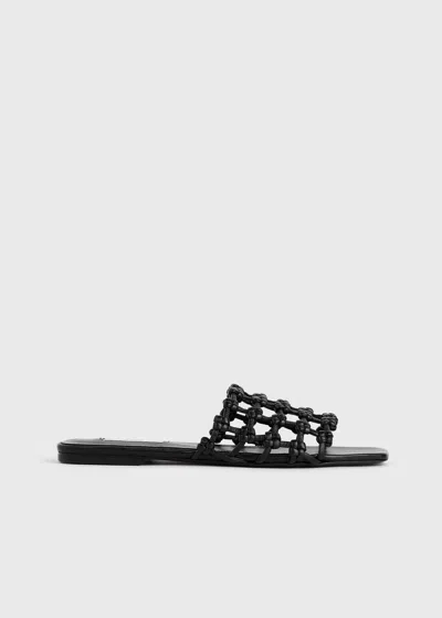 Totême Braided-leather Bandeau Slides Black
