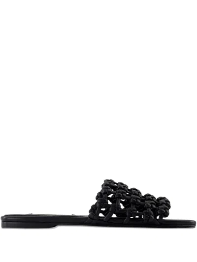 Totême Braided Leather Sandals In Black