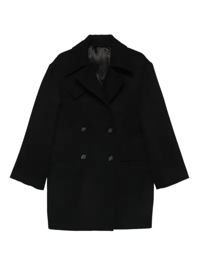 Totême Broad Double-breasted Peacoat In Black