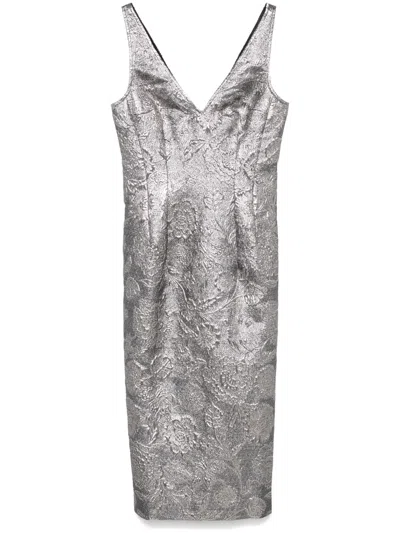 Totême Brocade Midi Dress In Silber