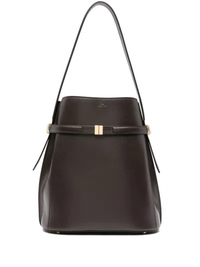 Totême Brown Belted Bucket Bag