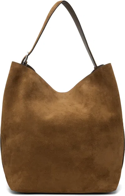 Totême Brown Belted Suede Tote