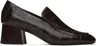 Totême Toteme The Block Heel Croc Embossed Loafer In Dark Brown 034