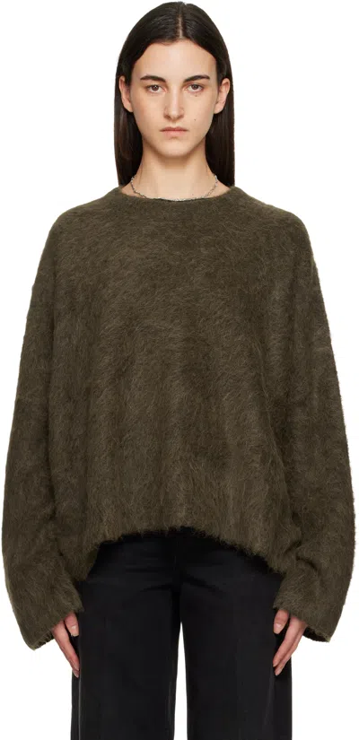 Totême Brown Boxy Alpaca Knit Sweater In Black