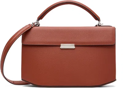 Totême Brown Clip Grained-leather Top Handle Bag