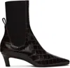 Totême Toteme Women The Mid Heel Boot Leather Boots With Croco Effect In Dark Brown Croco 892