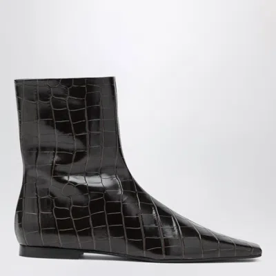 Totême Toteme Brown Crocodileeffect Leather Chelsea Boots With Zip In Black