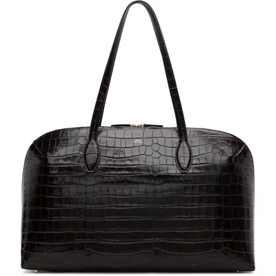 Totême Brown Croco-embossed Day Tote In Black