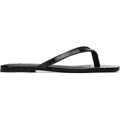 Totême Croco-embossed Flip Flops Dark Brown In Multi