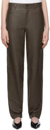 Totême Five Pocket Leather Trouser In Bark 213