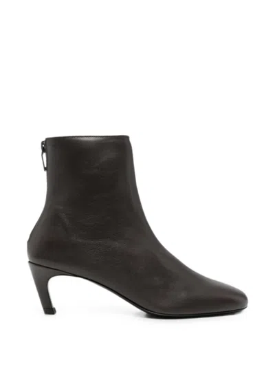 Totême Toteme Leather Heel Ankle Boots In Brown