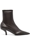 Totême Stiletto Ankle Boots In Calf Leather In Brown