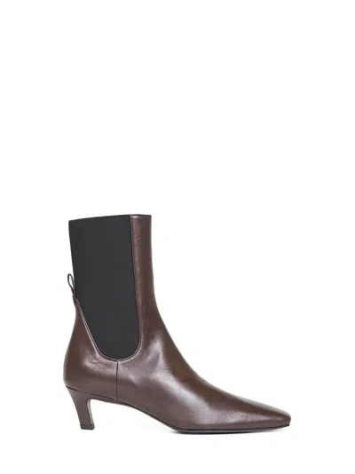 Totême Brown Leather Mid-heel Ankle Boots
