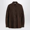 Totême Womens Bark Soft Long-sleeves Suede Overshirt In Brown