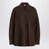 Totême Womens Bark Soft Long-sleeves Suede Overshirt In Brown