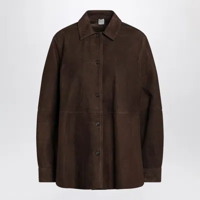 TOTÊME TOTEME BROWN LEATHER SHIRT JACKET