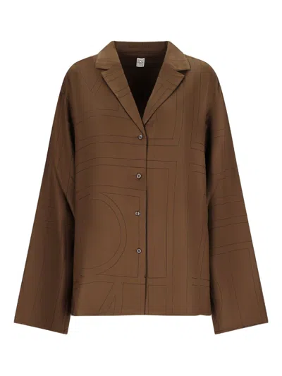 Totême Brown Loose Printed Shirt