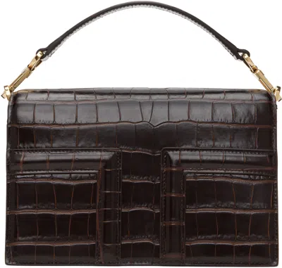 Totême Brown Mini T-flap Bag In Dark Brown 034