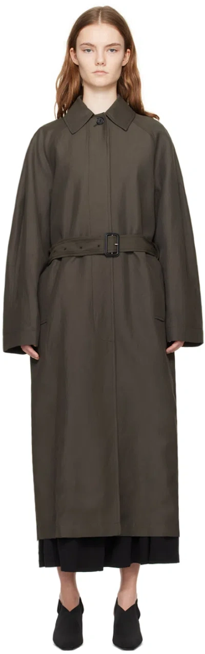 Totême Brown Minimalist Coat In 128 Anthracite