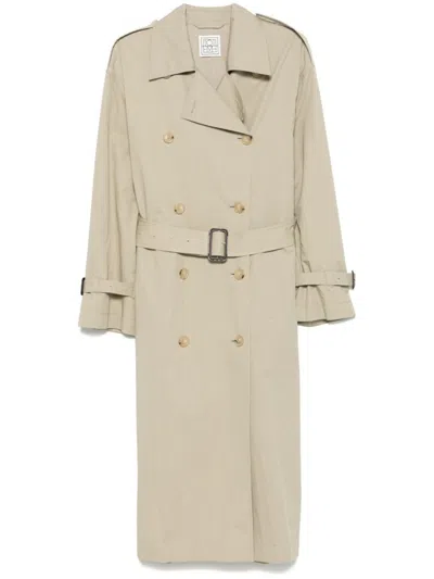 Totême Brown Notched Lapel Trench Coat In Neutral