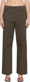 Totême Brown Relaxed Twisted Trousers In Black