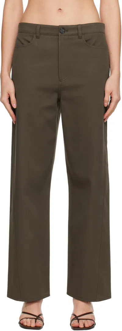 Totême Brown Relaxed Twisted Trousers In Black