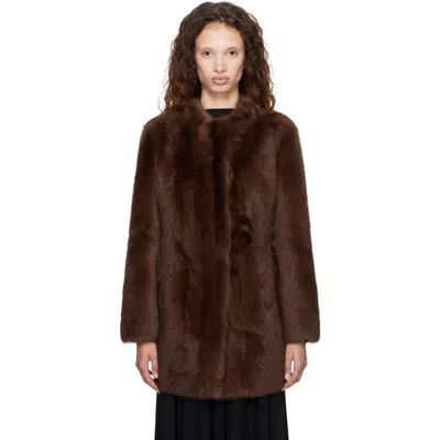 Totême Brown Short Silky Shearling Coat