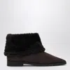 Totême Toteme Shearling-trimmed Suede Ankle Boots In Green