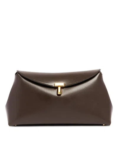 Totême Brown T-lock Clutch Bag