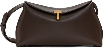 Totême Brown T-lock Leather Clutch In Bark 213