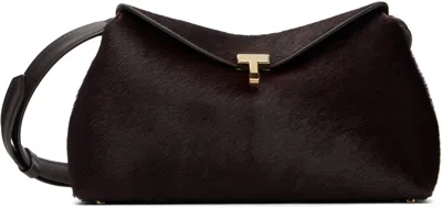 Totême Brown T-lock Pony Hair Clutch In Burgundy