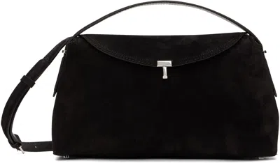 Totême Brown T-lock Suede Top Handle Bag In Espresso 040