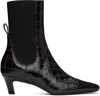 Totême Toteme Women The Mid Heel Boot Leather Boots With Croco Effect In Brown