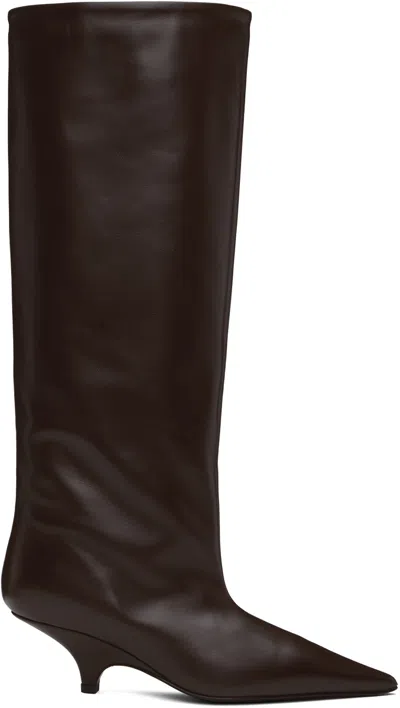 TOTÊME BROWN 'THE WEDGE-HEEL' BOOTS