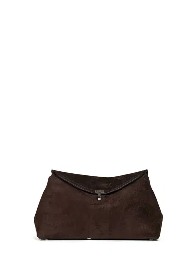 Totême Brown T-lock Clutch Bag