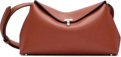 Totême Brown T-lock Grained-leather Clutch