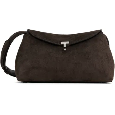 Totême Brown T-lock Suede Clutch