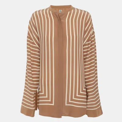 Pre-owned Totême Brown/white Stripe Silk Blouse S