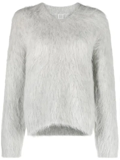 Totême Brushed V-neck Jumper In Grey