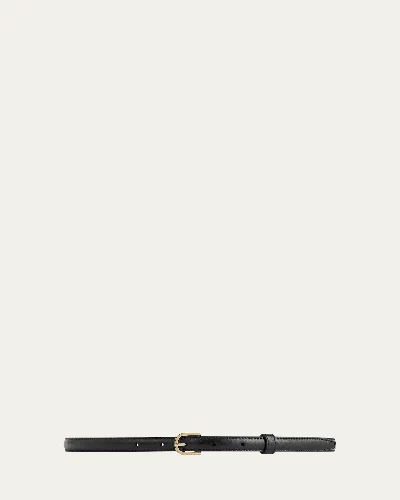 Totême Buckle Leather Skinny Belt In Black