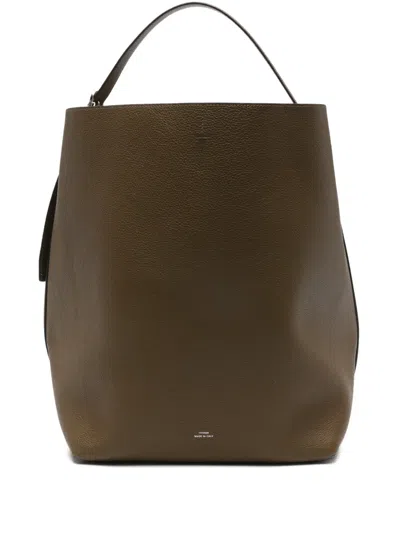 Totême Grained Leather Belted Tote Shoulder Bag In Brown