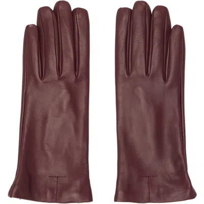 Totême Burgundy Leather Gloves In Red