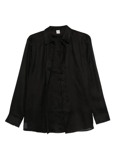 Totême Button-down Ramie Shirt In Black