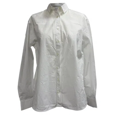 Totême Button Down Shirt In White Cotton In Gray