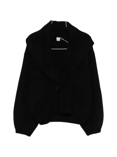 Totême Toteme Wool Knit Scarf-lapel Cardigan With Double-breasted Design In Black