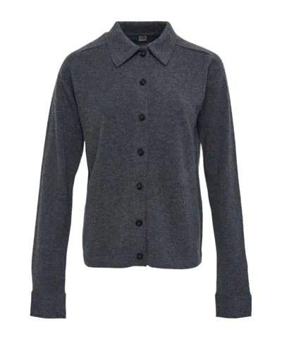 Totême Button Up Knitted Shirt In Gray