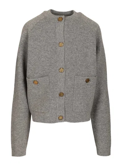 Totême Buttoned Knitted Cardigan In Gray