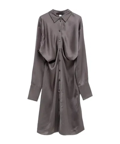 Totême Buttoned Midi Shirt Dress In Gray