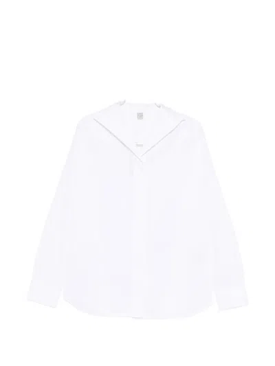 Totême Cotton Shirt Long Sleeves Curved Hem In White