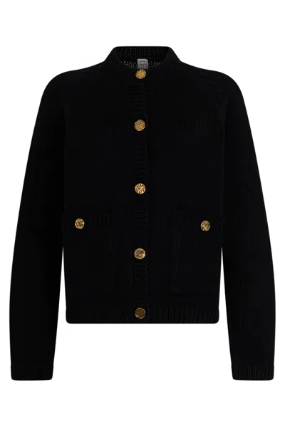 Totême Button-front Cardigan With Pockets In Black